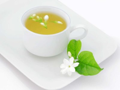 Cup of green tea for spring